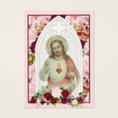 Heilig hart van Jezus Floral Katholieke begrafenis Visitekaartje (Voorkant)