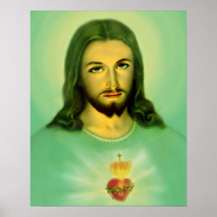 Heilig hart van Jezus Green Tone Poster