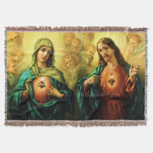 Heilig hart van Jezus & Immaculate Mary Blanket Deken (Voorkant)