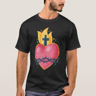 Heilig Hart Van Jezus Katholieke Traditionele Lati T-shirt
