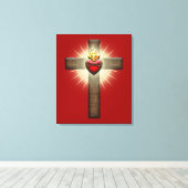 Heilig hart van Jezus Kruis Canvas Afdruk (Insitu (Houten vloer))
