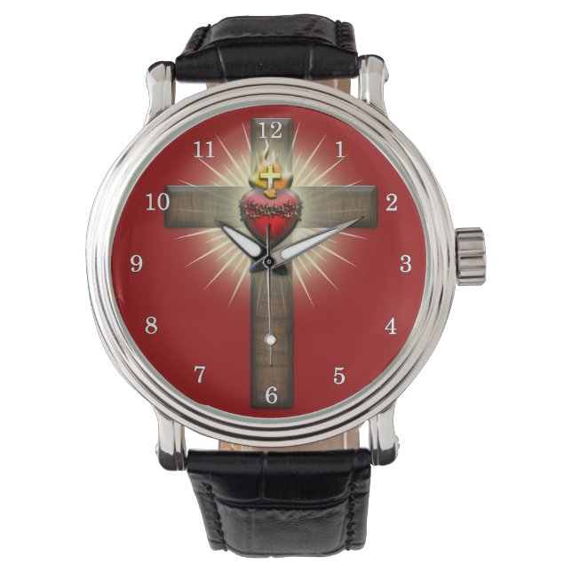 Heilig hart van Jezus Kruis Horloge (Voorkant)