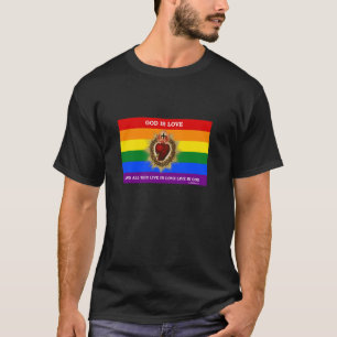 Heilig Hart van Jezus LGBTQ Pride Flag - God Is Lo T-shirt