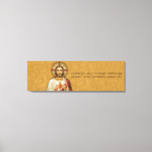 Heilig hart van Jezus met Bijbelse Verse Canvas Afdruk