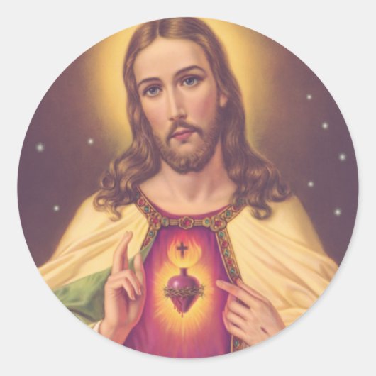 Heilig hart van Jezus Ronde Sticker (Voorkant)