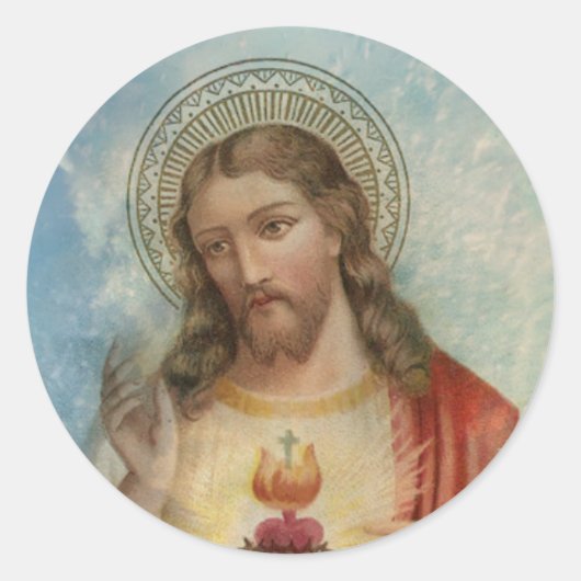  Heilig Hart van Jezus Ronde Sticker (Voorkant)