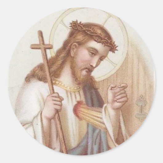 Heilig hart van Jezus Ronde Sticker (Voorkant)