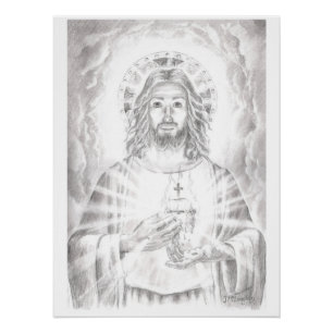 Heilig Hart van Jezus, Tekening door Jenny McLaugh Perfect Poster