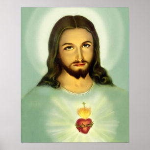 Heilig hart van Jezus Traditional Blue tone Poster
