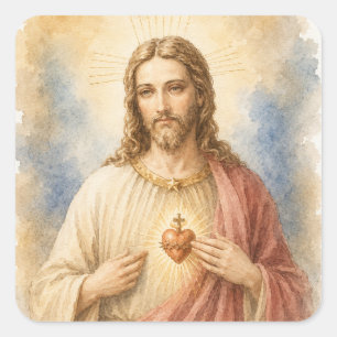 Heilig Hart van Jezus Traditioneel Katholiek Vierkante Sticker