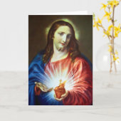 Heilig Hart van Jezus Vintage Wenskaart Kaart (Gele Bloem)