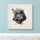 Heilig hart van Mary Canvas Afdruk (Insitu (Houten vloer))