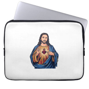 Heilig Hart Vintage Gravure Religieus Vector De Laptop Sleeve