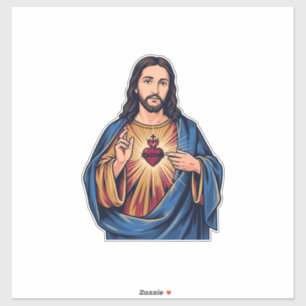 Heilig Hart Vintage Gravure Religieus Vector De Sticker