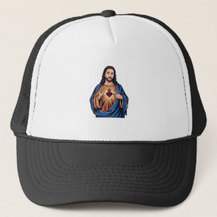 Heilig Hart Vintage Gravure Religieus Vector De Trucker Pet
