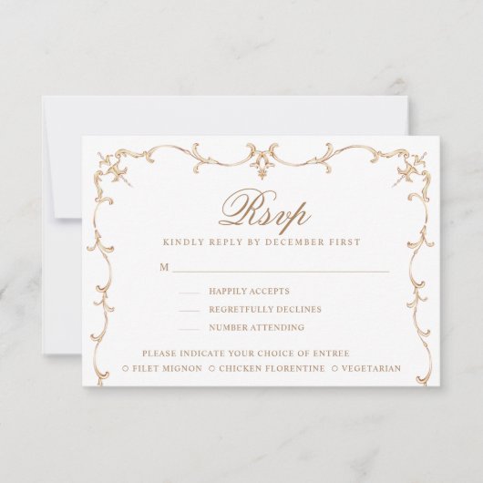 Heilig Hartcrest | Monogram RSVP | Maaltijdopties Kaartje (Voorkant)