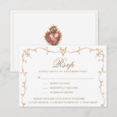 Heilig Hartcrest | Monogram RSVP | Maaltijdopties Kaartje (Voorkant / Achterkant)