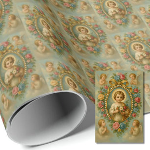 Heilig Kind Jezus met engelen  katholiek Cadeaupapier