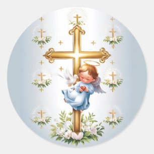 Heilig Kruis en Cupido Christelijk Ronde Sticker