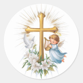 Heilig Kruis en Cupido Christelijk Ronde Sticker