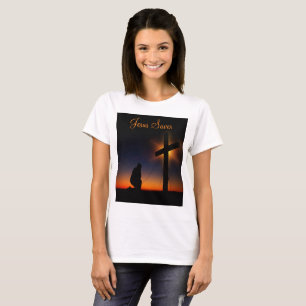 Heilig Kruis op zonsondergang (Personaliseren) T-shirt