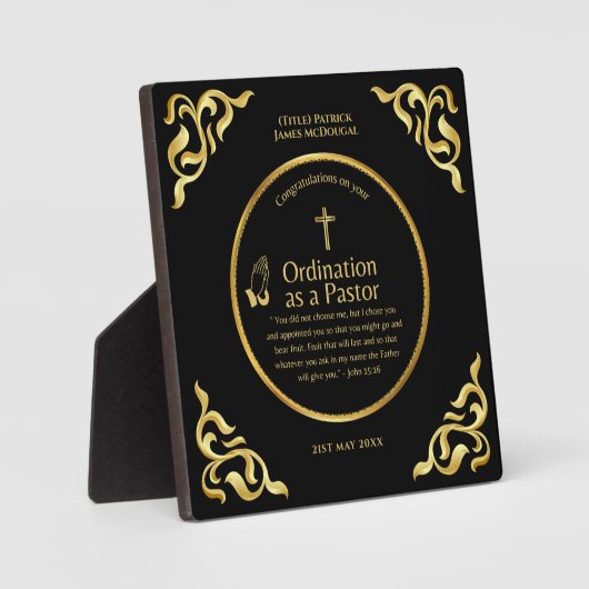 Heilig Nieuw Gewijde Pastor Gepersonaliseerde Gift Fotoplaat (Voorkant)