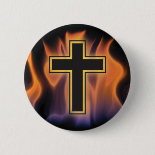 HEILIG VUURKRUIS! CHRISTELIJKE GEESTELIJKE KRACHT RONDE BUTTON 5,7 CM