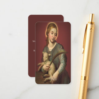 Heilige Agnes van Rome met Gebed Informatiekaartje