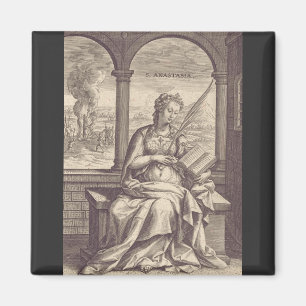Heilige Anastasia de Bevrijder Zwart & Wit Kunst Magneet