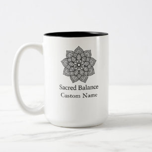 Heilige balans minimalistische mandala tweekleurige koffiemok