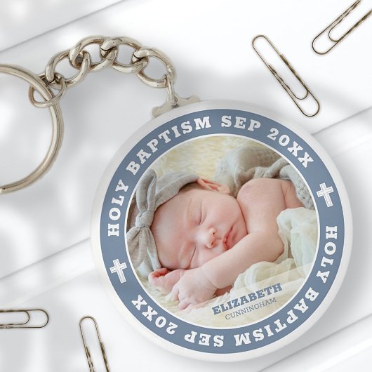 Heilige Baptism Modern White Cross - Aangepaste fo Sleutelhanger