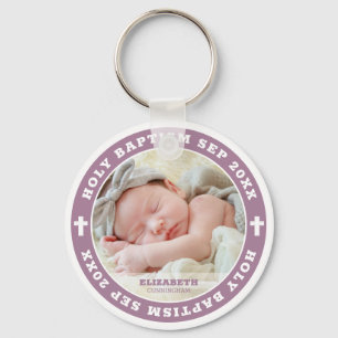 Heilige Baptisme Moderne White Cross - Aangepaste Sleutelhanger