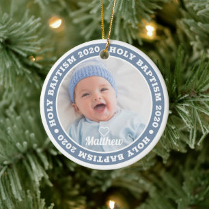 Heilige Baptisme Simple Moderne Custom Photo Keepa Keramisch Ornament