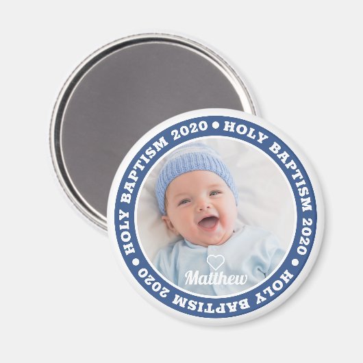 Heilige Baptisme Simple Moderne Custom Photo Keepo Magneet (Voorkant / Achterkant)