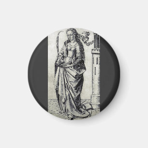 Heilige Barbara van de Toren Heilige Grafische Kun Magneet