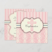 Heilige Bevestiging Roze Damascus Uitnodiging (Voorkant / Achterkant)