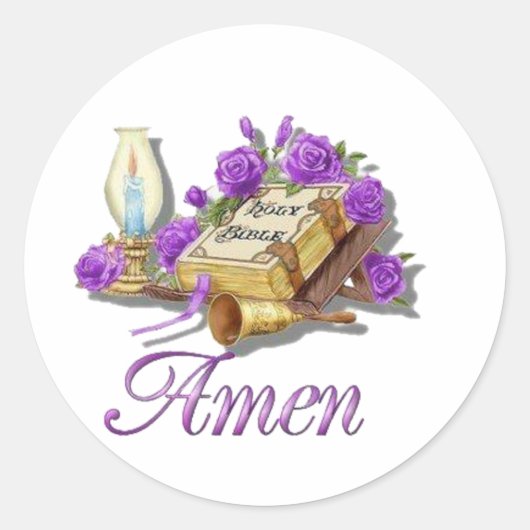 Heilige Bijbel Amen Ronde Sticker (Voorkant)