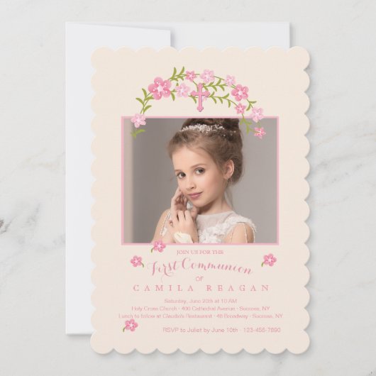 Heilige Bloemfoto religieuze uitnodiging (Voorkant)