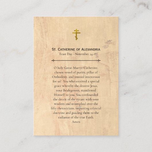 Heilige Catharina van Alexandrië Orthodoxe Gebed K Plaatskaartje (Achterkant)