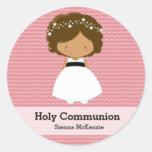Heilige Communie Meisje * Kies uw achtergrond kleu Ronde Sticker