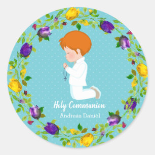 Heilige Communie met * kies achtergrondkleur Ronde Sticker