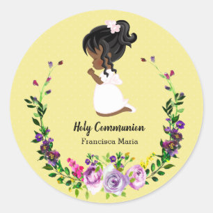 Heilige Communie met * kies achtergrondkleur Ronde Sticker