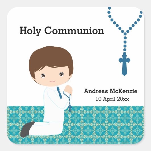 Heilige Communie Vierkante Sticker (Voorkant)