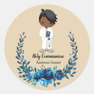 Heilige Communieblauwe baard Ronde Sticker