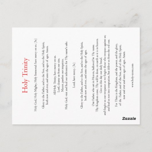 Heilige Driinity Prayer-kaart Briefkaart (Achterkant)