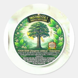 Heilige Ebbenboom Kunst - Zeldzame Sulawesi Zwarte Ronde Sticker