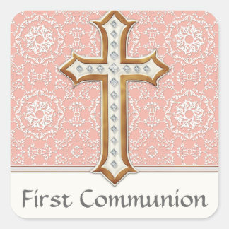Heilige Eerste Communistische Gouden Kruis Lace Gi Vierkante Sticker