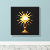 Heilige Eucharist in gouden monstrantie Canvas Afdruk (Insitu (Houten vloer))