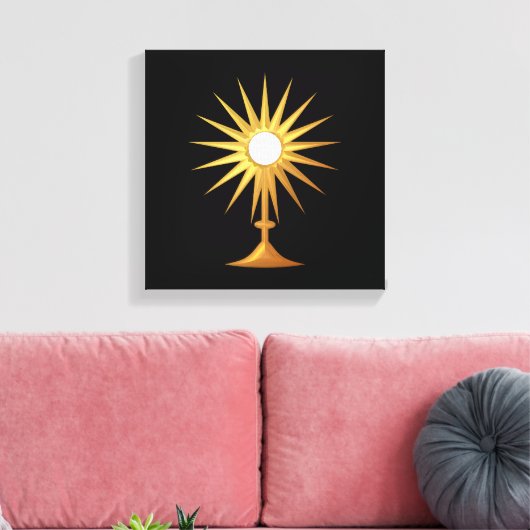 Heilige Eucharist in gouden monstrantie Canvas Afdruk (Insitu (Woonkamer))