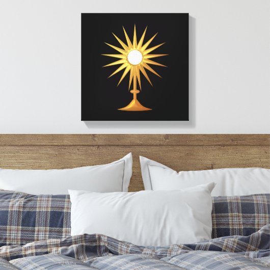Heilige Eucharist in gouden monstrantie Canvas Afdruk (Insitu (Slaapkamer))